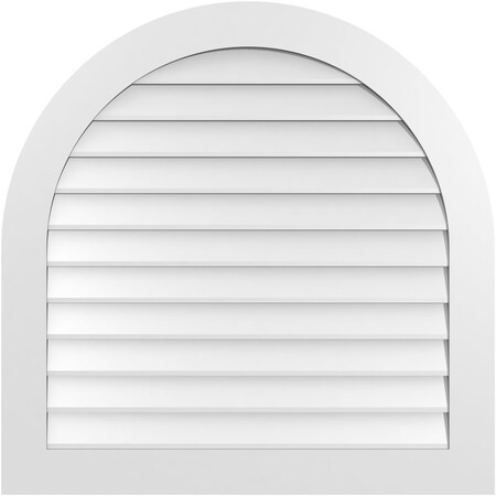 Ekena Millwork Round Top Surface Mount PVC Gable Vent: Non-Functional, w/ 3-1/2"W x 1"P Standard Frame, 38"W x 38"H GVPRT38X3801SN